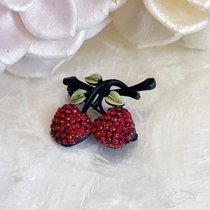 Vintage Red Cherry Brooch Summer Berry